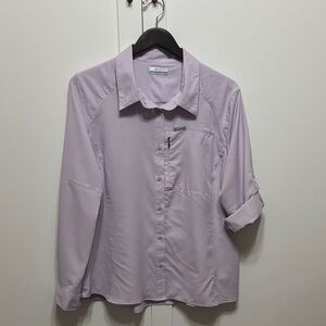 Columbia Light Lavender Long-Sleeve Button-Up Travel/ Hiking Shirt XXL,  EUC
